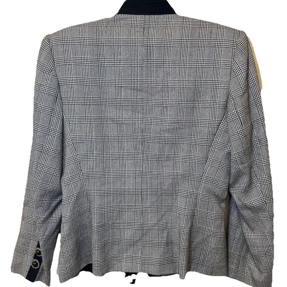 Albert Nipon Womens Jacket Blazer Size 6 Black White Plaid - Picture 3 of 6